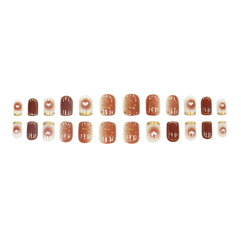 Heart Gradient Nude False Nails: Gentle, Pure, Detachable & Wearable Stickers