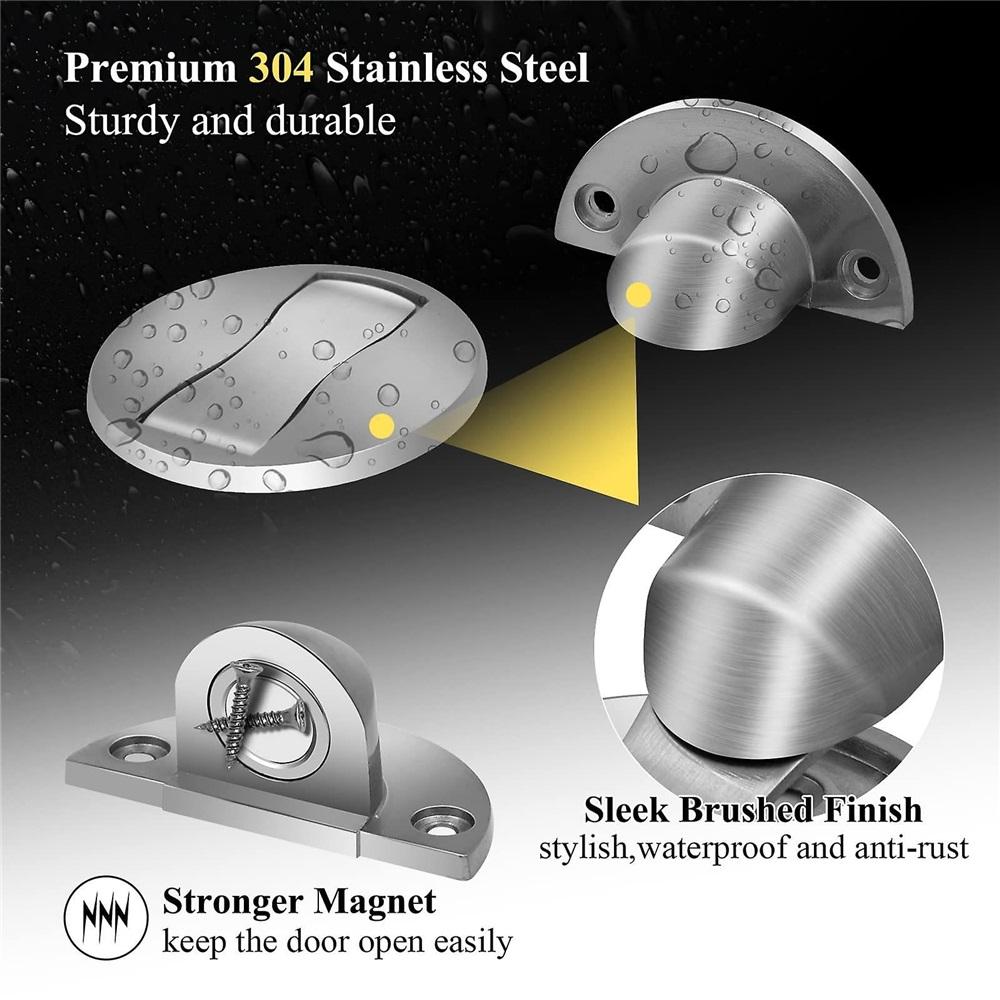 Magnetic Magnetic Door Stopper 2 Pack Brushed Stainless Steel Invisible Heavy Duty Magnetic Door Stops Silver No Drilling