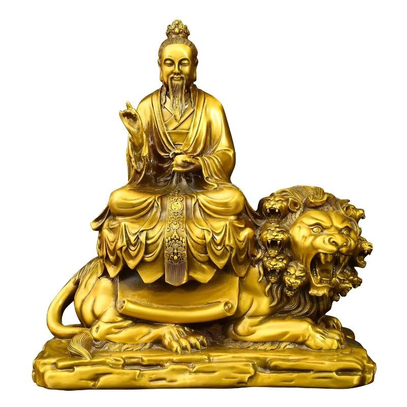 Copper Taoist Deity Figurine Celestial Worthy Savior From Suffering for Home Living Decor