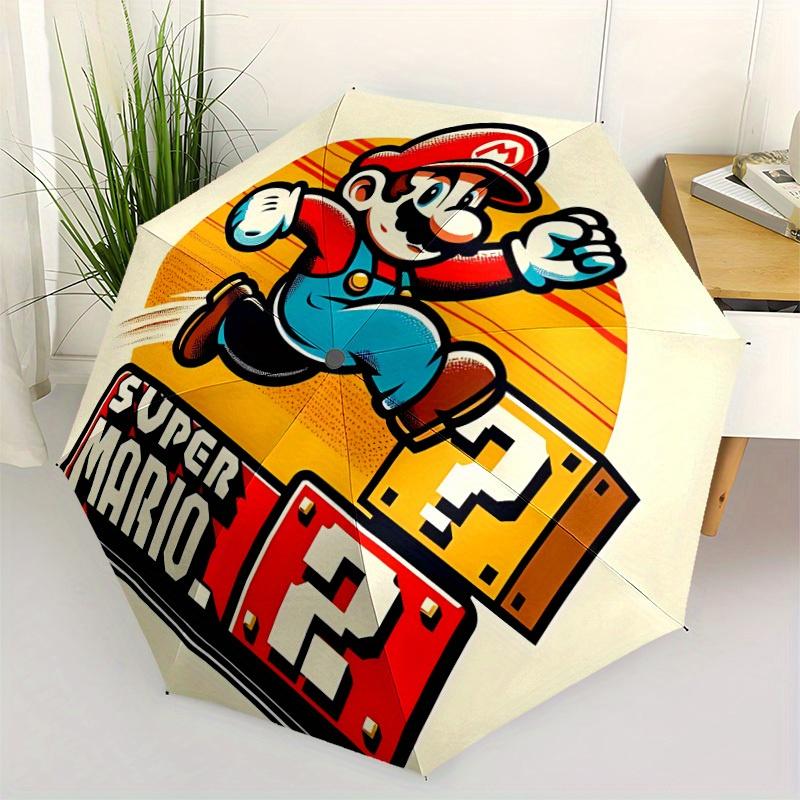 1pc Mario Adventure Automatic Folding Umbrella - Lightweight, Retractable Design with 8-Rib Durability, Perfect for Outdoor07