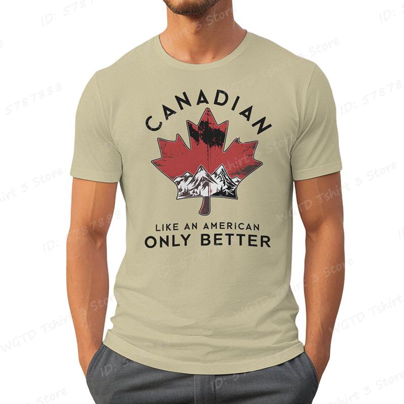 Canadian Like An American Only Better Print T-shirts, Summer Casual Crew Neck T-Shirt, Regular Fit, Canada T-shirt, Men Clothing