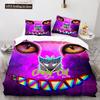 Cat Duvet Cover Set King Size Cute Cats Pattern Bedding Set Decorative Animal Polyester Comforter Cover With Pillowcases For Kid