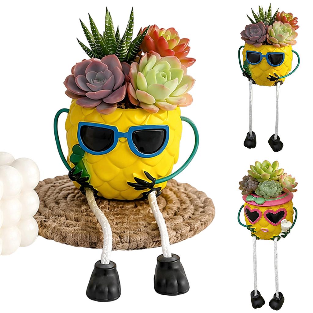 Pineapple Tabletop Planter with Hanging Legs Creative Flower Pot Eye Catching Pineapples Pots Decor for Versatile Home Accent