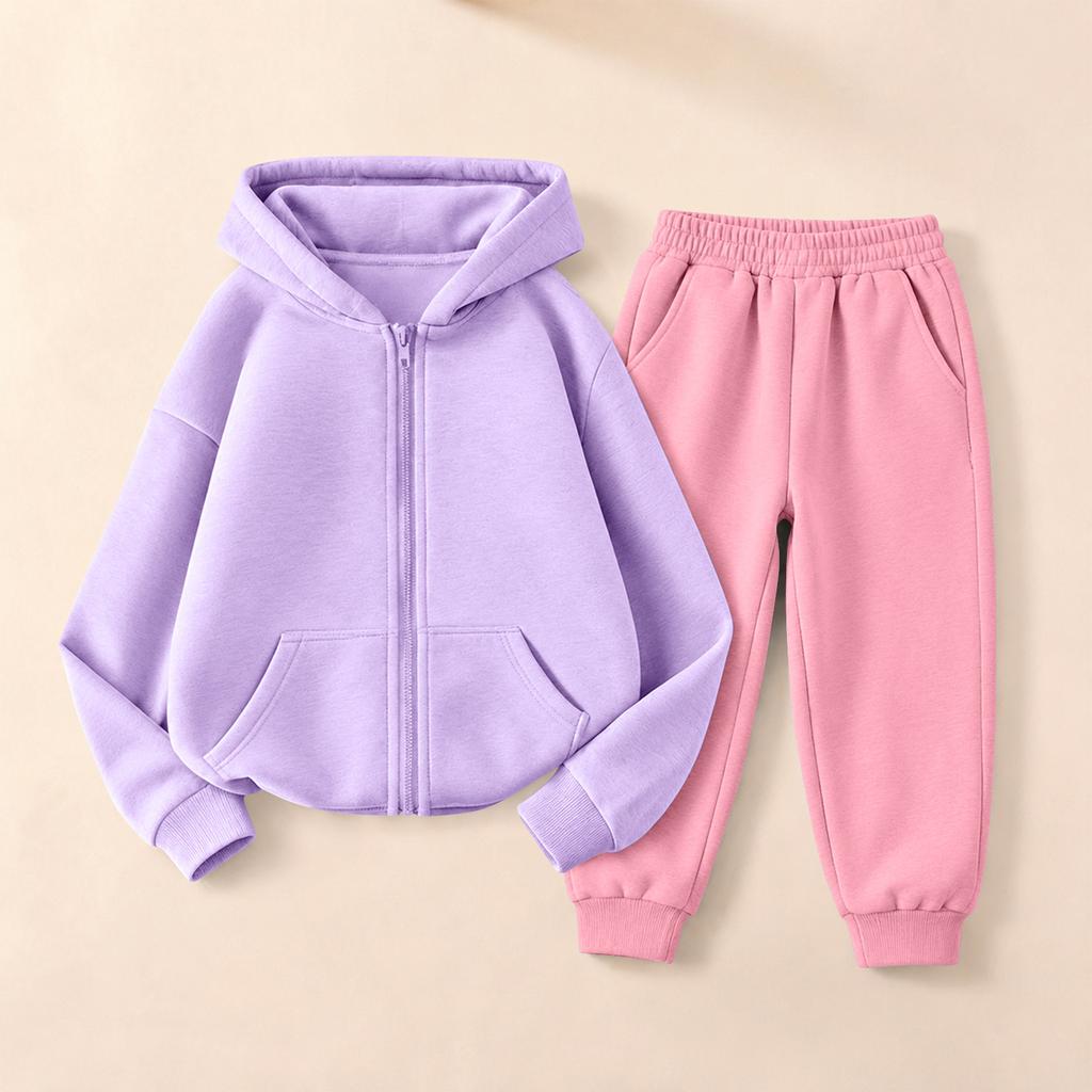 Dziecięcy Unisex Zestaw Bluza z Kapturem i Spodnie Dresowe Wszechstronny Casualowy Strój Sportowy dla Chłopców Dziewcząt