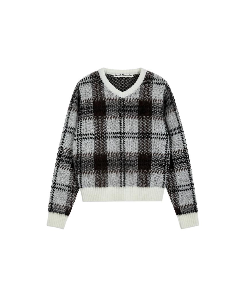 Rest And Recreation Check Pattern Hairy Sweater - Ivory
