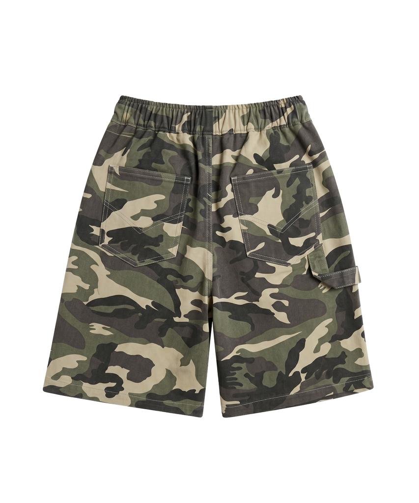 Noming Camo Einfalten-Taschen Weite Bermuda-Shorts - Grün