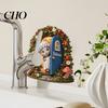 Transparent Acrylic Outdoor Decor Wooden Fairy Garden Decoration, Tree Hollow Cottage Door with High-Definition Waterproof Ornament UV Printing,