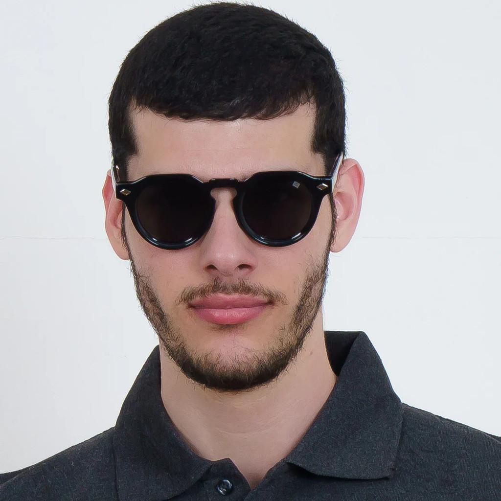Retro Round Frame Black Sunglasses For Men Women Uv400 Protection Fashion Accessory