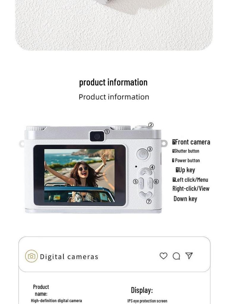 Pixel Retro Dual-Lens Cute Digital Camera with Beauty Filter - 9600W for School Students, Polaroid Photography, and Gift.