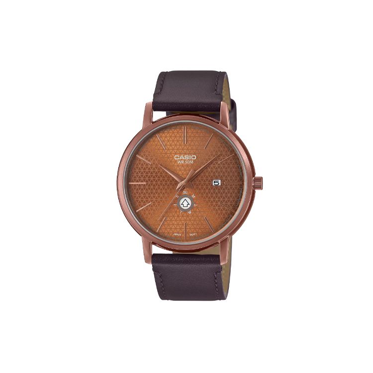 Casio Standard Series 50M Waterproof Quartz Movement Leather Strap Watch Men watches Brown MTP-B125RL-5AV Coffee Watch Dial