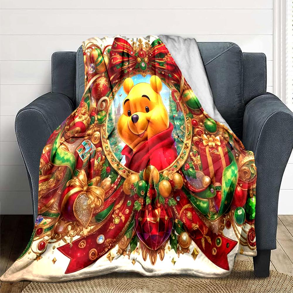 Christmas Winnie Pooh Blanket Soft Throw Blanket For Home Bedroom Bed Sofa Travel Office Solid Christmas Blanket