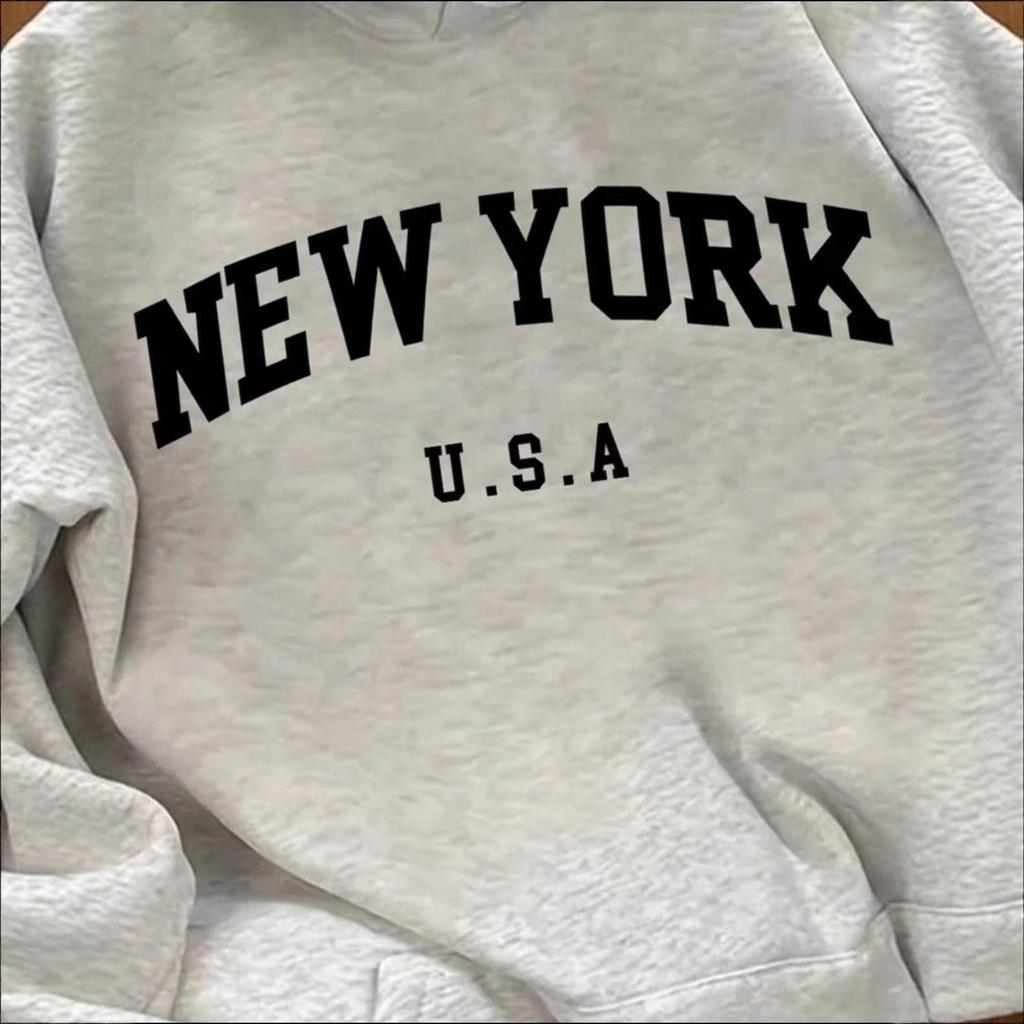 Women's Retro Letter Print Hooded Sweater Jacket - Mid-length, Casual, Long-sleeve, Versatile Top for Autumn.