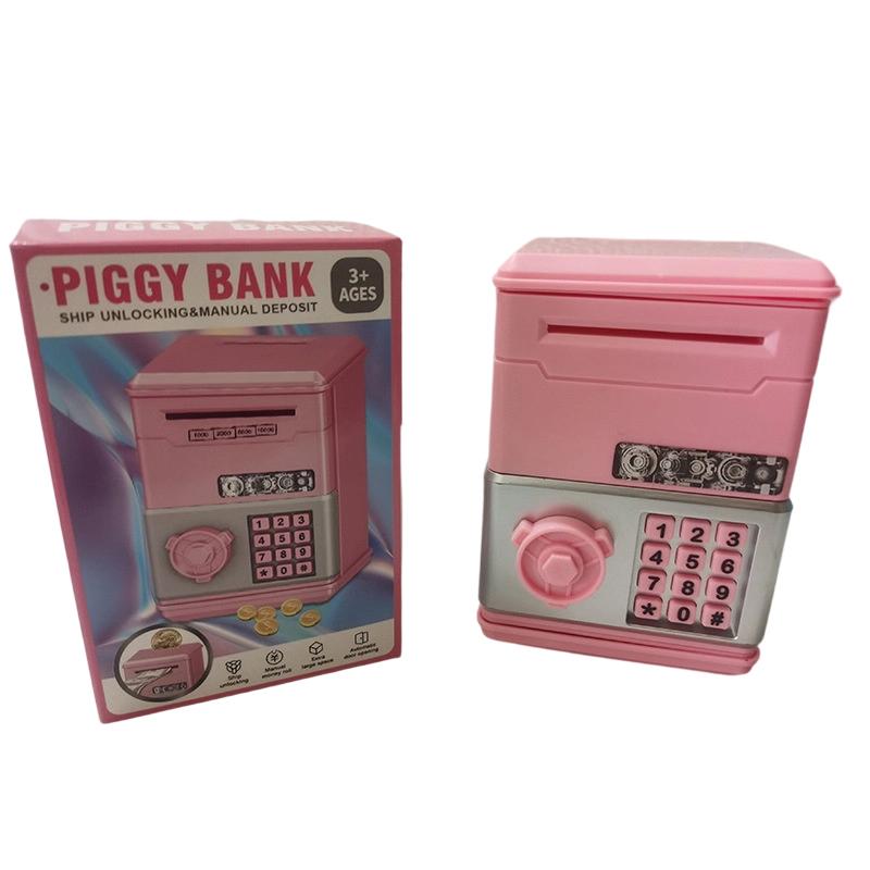 1 Piece Plastic Automatic Mini Safe Coins Cash Saving Money Box Password Counter Code Key Lock Coin Bank ATM Child
