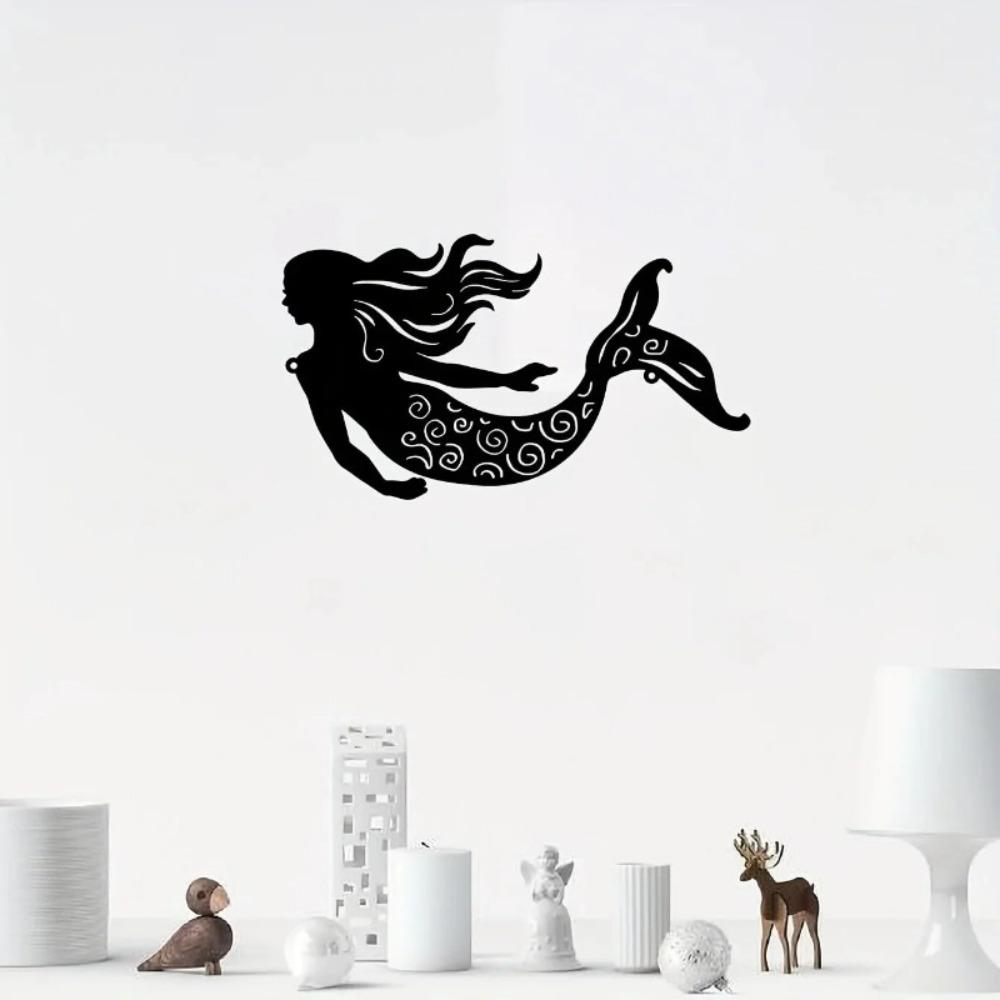 Mermaid Metal Wall Art 11.81x6.69 Inch Rustic Iron Decor for Patio Garden Home Housewarming