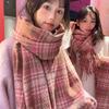 Luochi Knitting - Dried Rose Plaid Scarf: Women's Korean Winter Warm Neck Gaiter