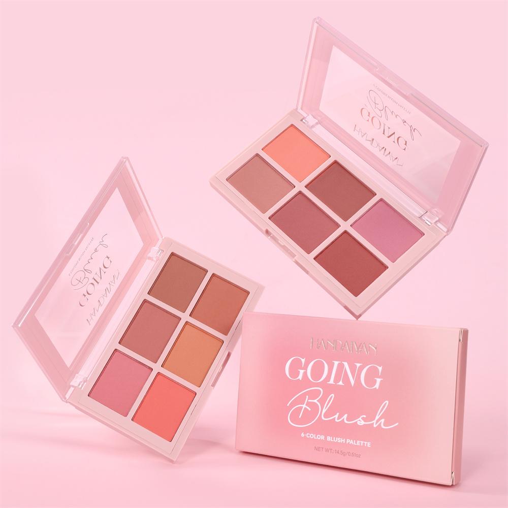 Six-color Blush Highlighter Eyeshadow All-in-one Palette Glitter Makeup Highlight Palette Pink Brighten Natural Contour Blusher