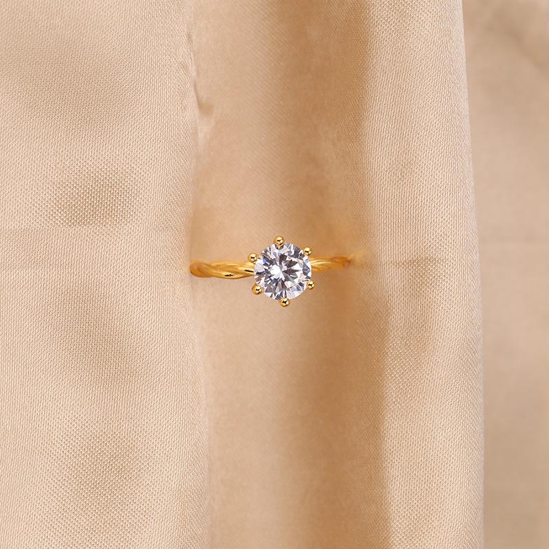 

S925 Sterling Silver Six-Claw Diamond Ring: Women s High-End Niche Design in Light Luxury Style US Size 10