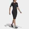 adidas Originals 3-Streifen Kleid Mit Logo-Print Sport Slim Fit Atmungsaktiv Rundhals Kurzarm Kleid Damenkleider Schwarz CY4748