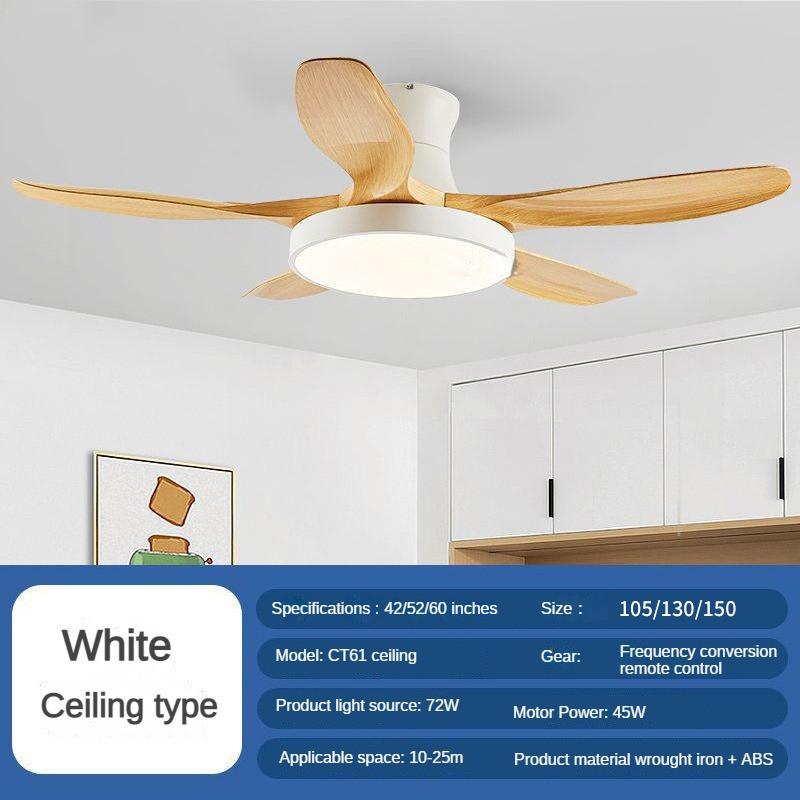 42/52/60-inch Full Spectrum Restaurant Fan Light Variable Frequency Household LED Electric Ceiling Fan Light Nordic Big Five Leaf Ceiling Fan Lamp