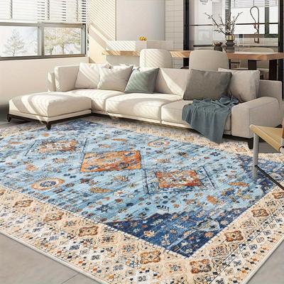 Bohemian Soft Flannel Area Rugs, Living Room Coffee Table, Sofa Carpet, Study, Bedroom, Waterproof and Dirt Resistant Carpet