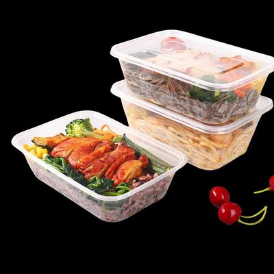 Disposable Plastic Round Lunch Box with Lid (750ml, 50-Pack)