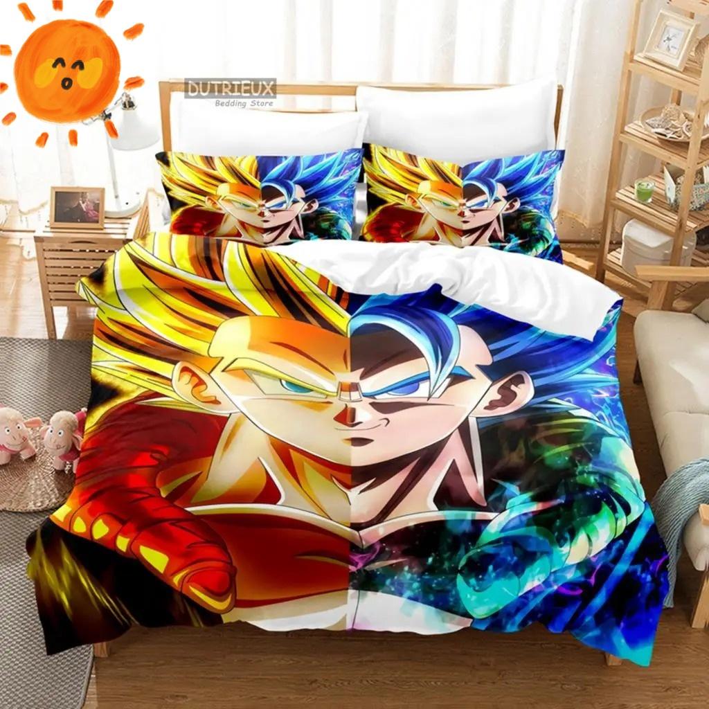 Japanese Anime Dragon Ball Bedding Set Goku Duvet Cover Comforter Bedclothes Single Twin Full Queen Size 3D Kids Adult Boys Gift