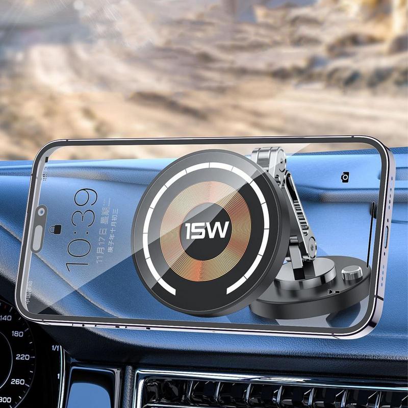 Portable Magnetic Car Wireless Charger Stand 15W Fast Charging Mobile Phone Holder Wireless Charger For iPhone Xiaomi