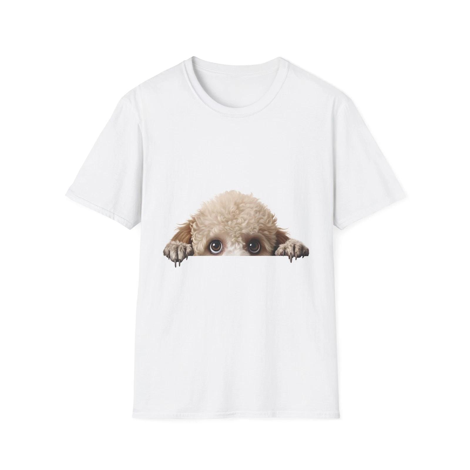 Adorable Puppy Peek Unisex Softstyle T-Shirt, Cute Pet Lover Tee, Dog Shirt, XL