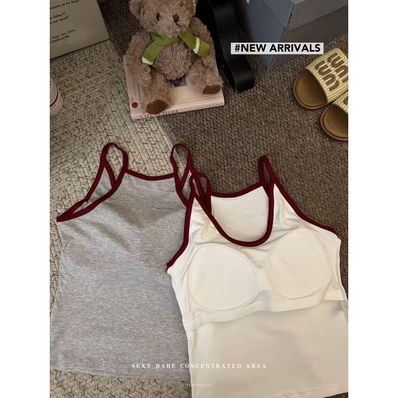 Kumikumi American Gyaru Pure Ribbon Chest Pad Vest Sling Women Autumn Chic Age-Reducing Slimming Sleeveless Top