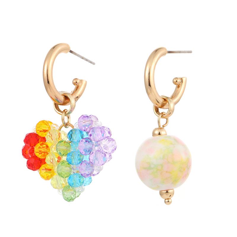 Kenjie Summer Ceramic Geometric Asymmetrical Earrings - Women's Cross-Border Versatile Design