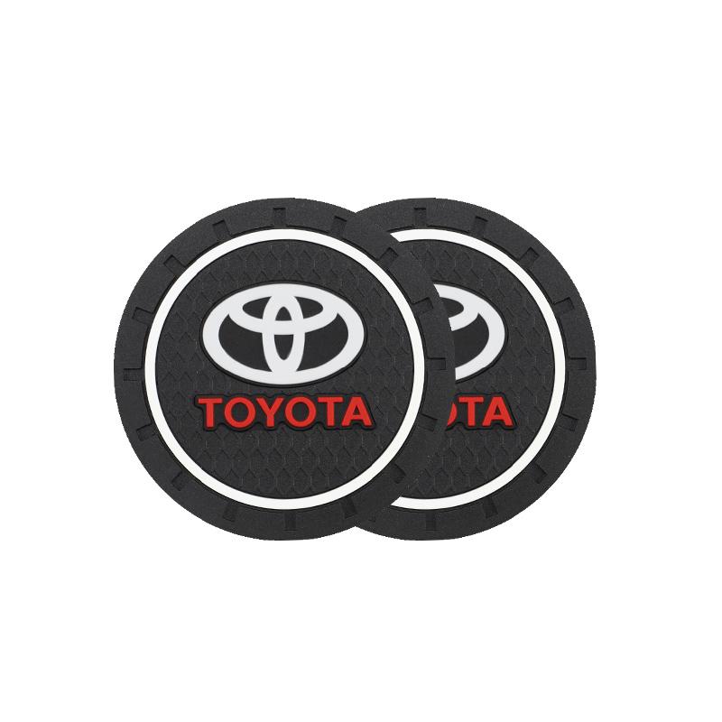 Tyre Valve Core 2Pcs Leather Coaster Anti-noise Water Cup Pad Cushion For Toyota TRD Gazoo Racing Corolla Yaris Chr Auris Rav4