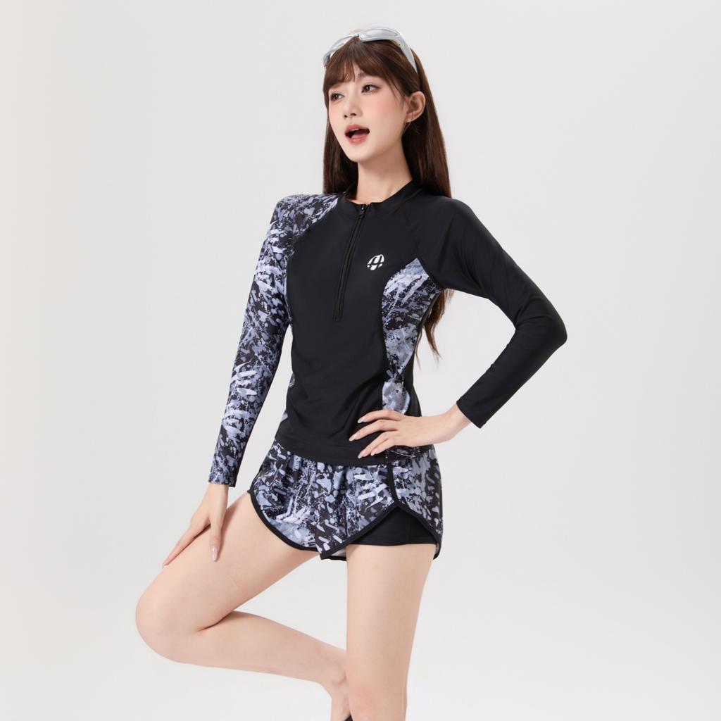 Long Sleeve Split Swimsuit Women's Sunscreen Sports Style Ins Conservative Flat Angle Surfing Seaside Vacation Swimsuit