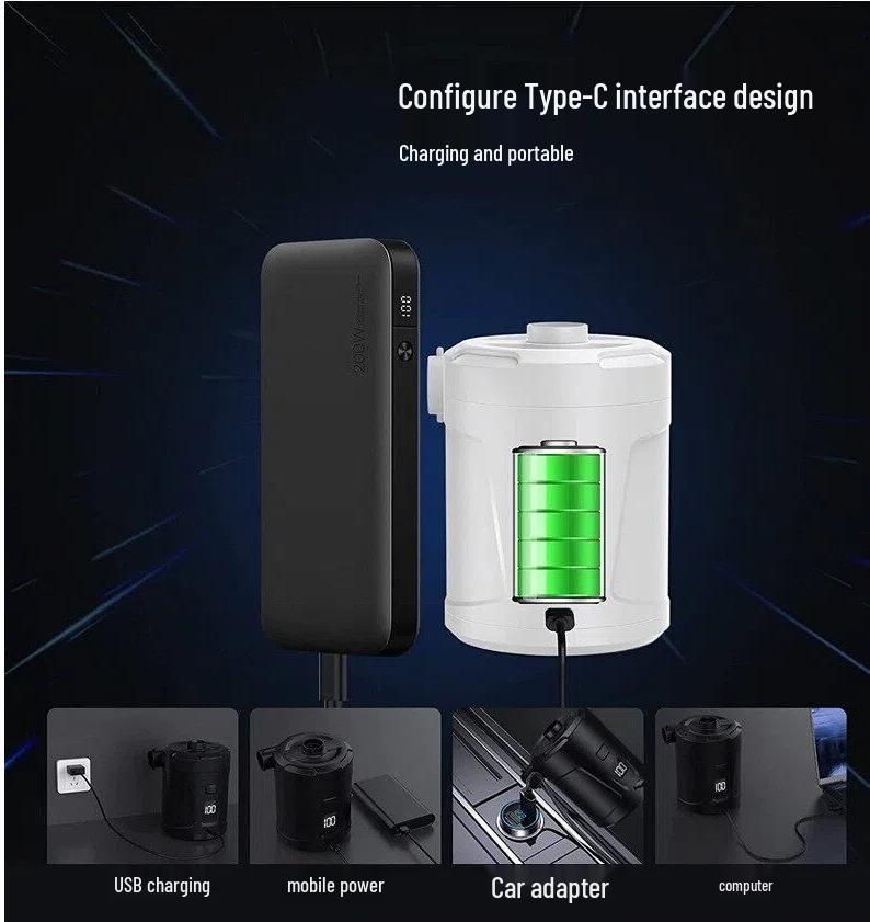 Portable Wireless All-in-One Inflatable Air Pump for Camping, Swim Rings, Beds, and Paddleboards