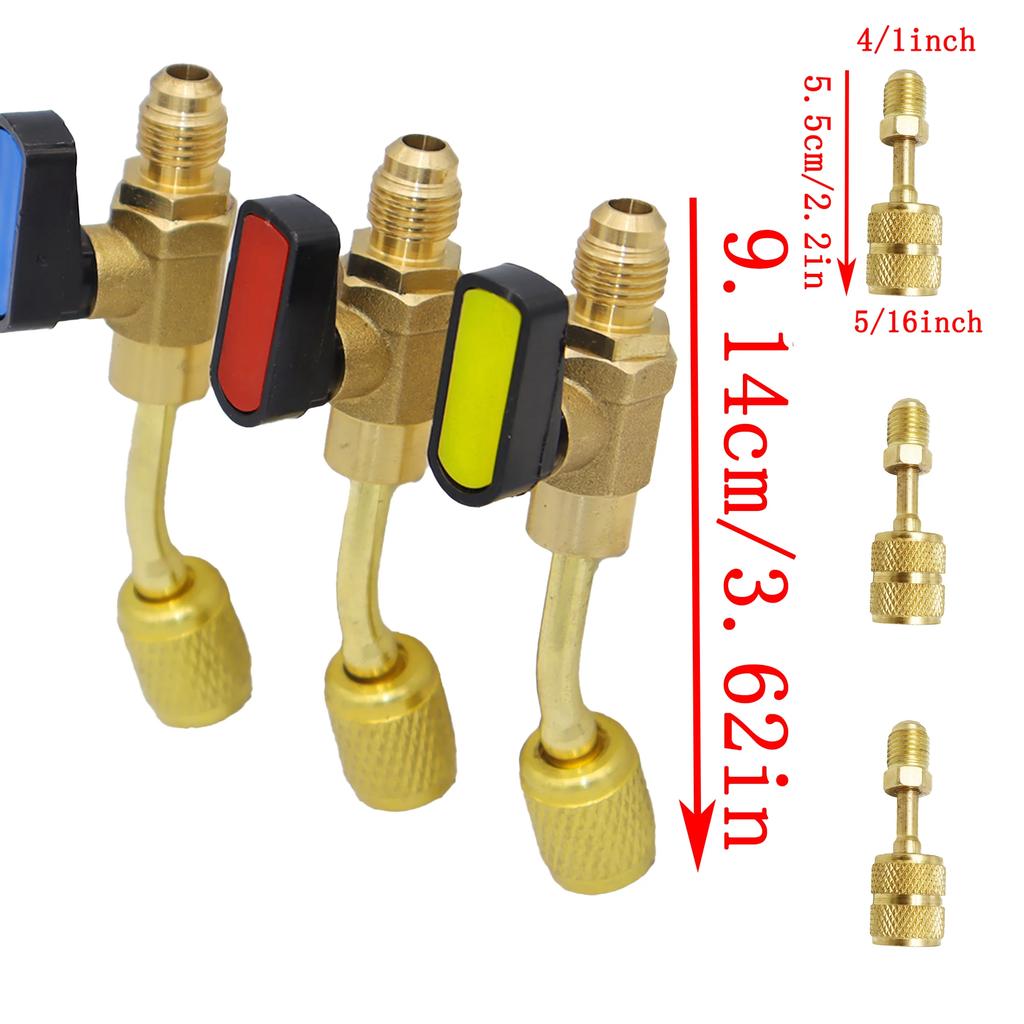 Air Conditioning Refrigerant Angled Compact Ball Valve Fits for HVAC R12 R22 R410a Charging Hoses AC Refrigerant Adapter