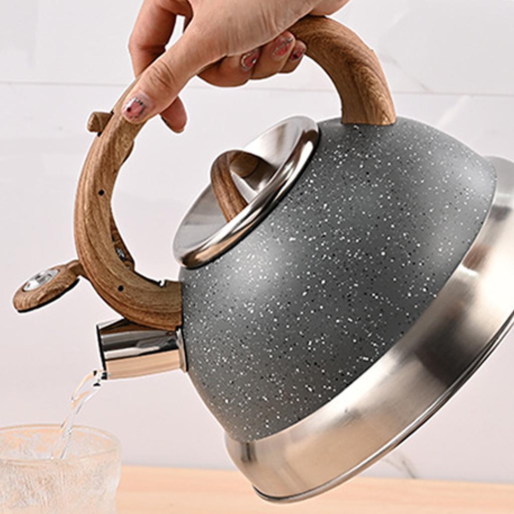 3L Stainless Steel Whistling Tea Kettle Water Boiler Large Capacity Water Kettle for Dorm Outdoor Camping Household Apartment