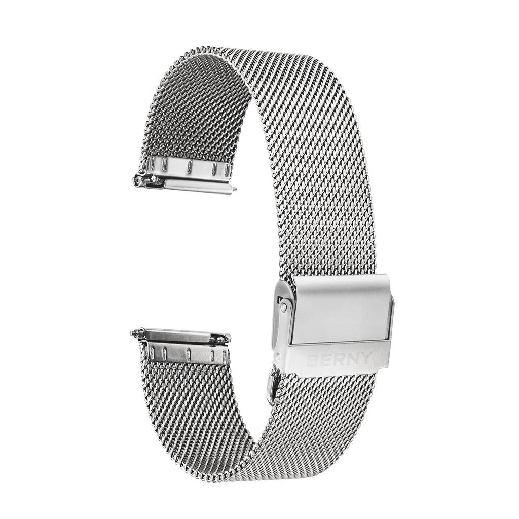 Watch 20mm Strap Watch Band Watch Band Stainless Steel Mesh Strap Thin Metal Bracelet with Safety Buckle Quick Detachable Adjustable Strap [BERNY]