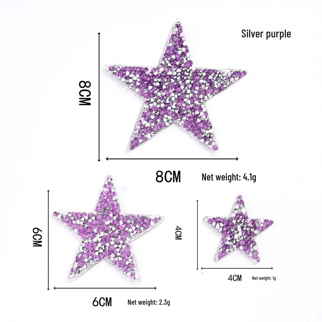 Colorful Star Rhinestone Stickers - 4cm DIY Mixed Hotfix for Shoes, Bags, Clothing