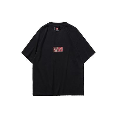X Peoples Daily New Media Co-Branded Grafisches Kurzarm-T-Shirt Herren Oberteile Schwarz ATSP419-2