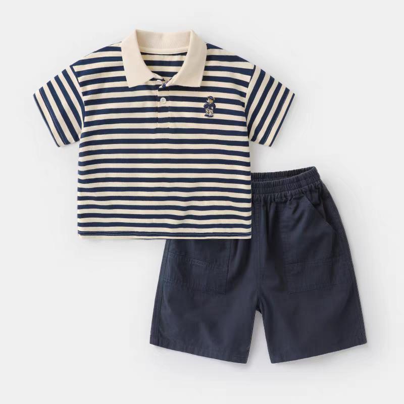 

Детская одежда Комплекты для мальчиков Хлопковая рубашка поло Детская одежда костюмы Маленький мальчик полоска Топ+шорты комплекты Пуловер высокого качества XXL бежевый