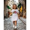 Creative Love Pattern Printed Casual Dress for Summer Clothing for Preschool Girls,