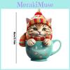 Cute Cartoon Tea Cup Cat Pattern Acrylic Pendant For Christmas Tree Decoration