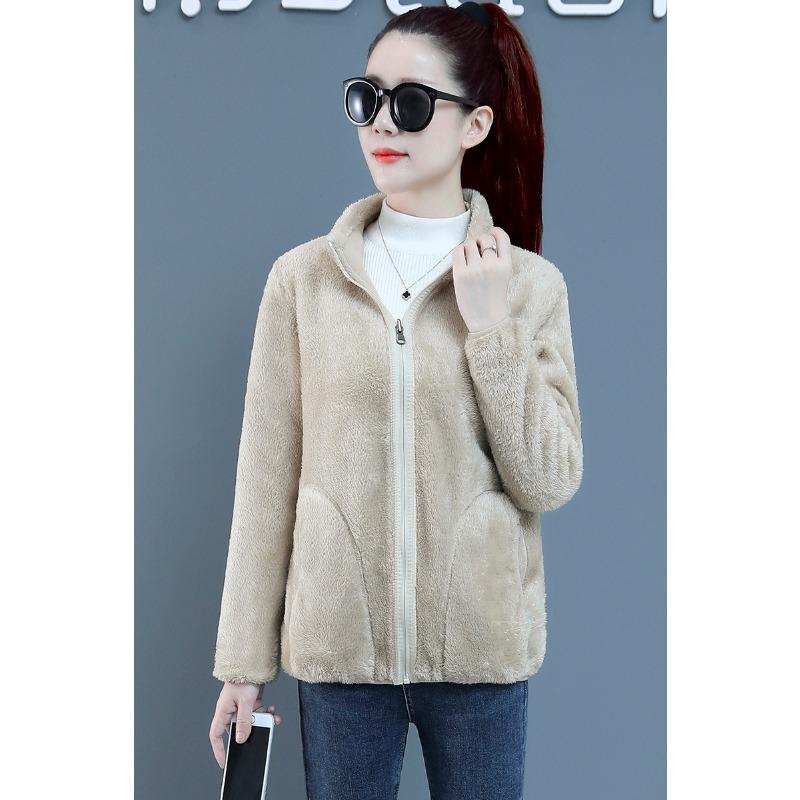 Double-sided wear fleece thickened mother coat autumn and winter fleece fleece in women's clothing in the elderly fleece sweater