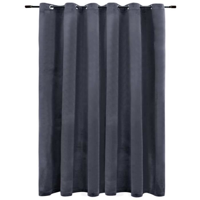 Rideau occultant - vidaXL - Velours Anthracite - 290x245 cm - Œillets métalliques - Lavable