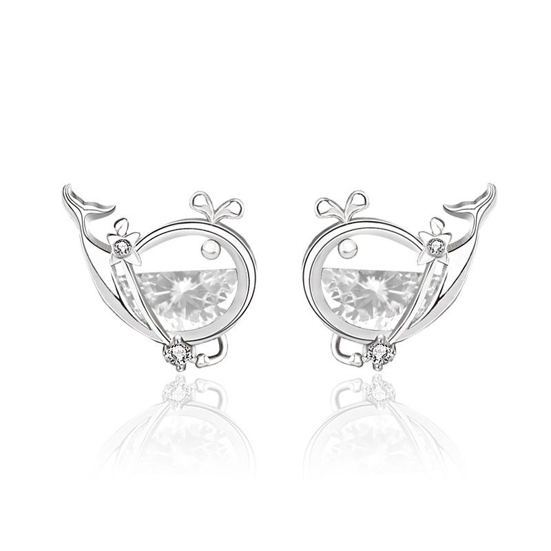 

Li Ming Sterling Silver Mermaid Stud Earrings - Minimalist Ocean Summer Design 925 Sterling Silver