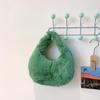 Faux Furs Shoulder Bag with Tie Zipper Casual Shoulder Bag Half Moon Purse Bag