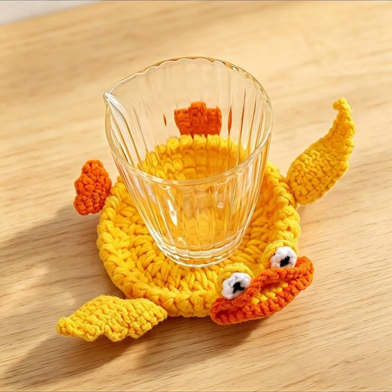 Crochet Coaster Handmade Animal Cup Coasters Hand Woven Placemat Heat Resistant Mug Mat Kitchen Home Decor