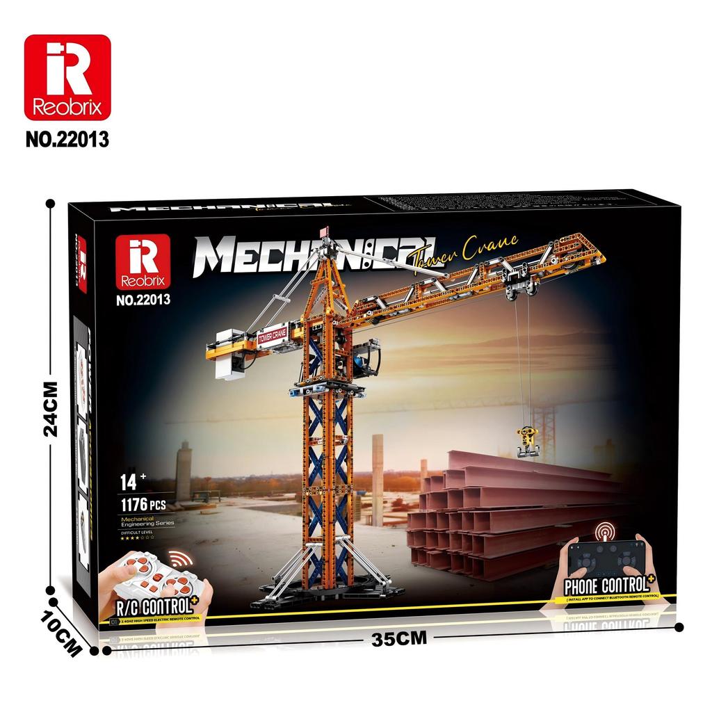 Non-Toxic 1176Pcs Remote Control Tower Crane Moc Model Building Blocks Tower Crane Electric Technology Bricks Children'S Diy Assembly Toys