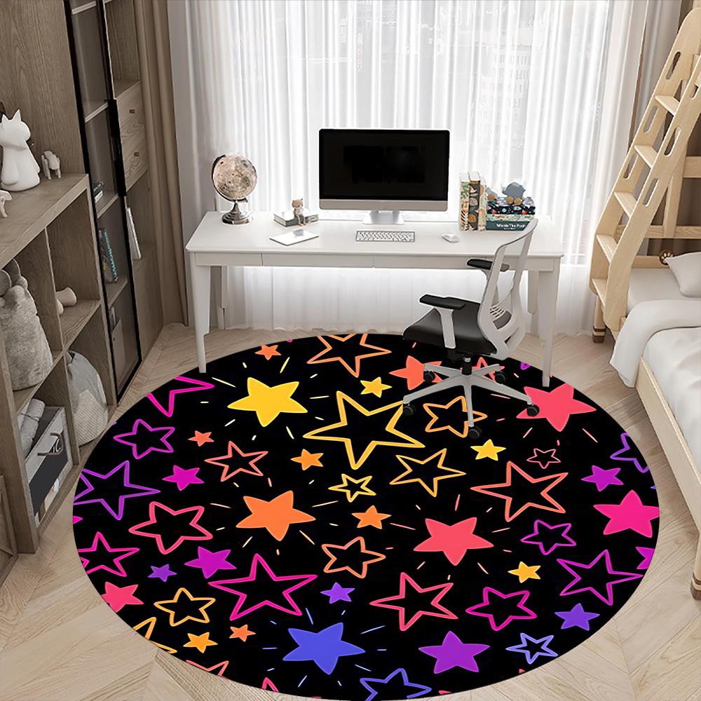 1pc Starry Night Office Round Area Rug, Indoor Mat Suitable ForOffice, Under Office Chairs Bedroom Living Room Home Decor T192