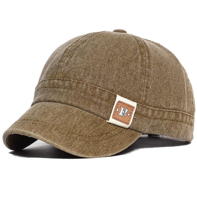 Fashion Short Brim Washed Cotton Baseball Cap Men Women Soft Vintage Dad Hat Adjustable Trucker Style Low Profile Caps