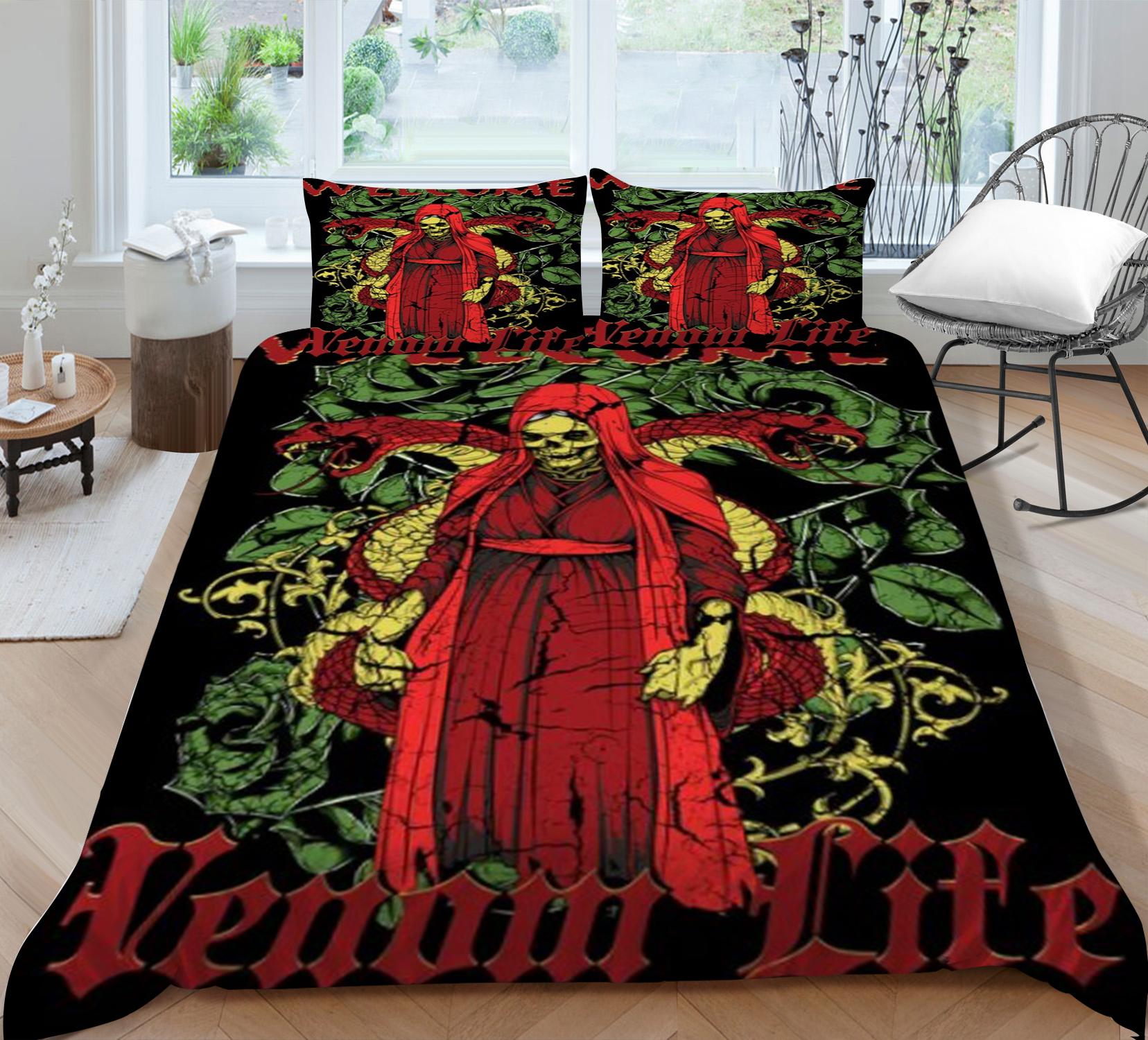 

Комплект постельного белья с принтом черепа, домашняя постельная одежда, уникальный дизайн, чехол для постельного белья, костюм с дышащей наволочкой EU Single 135x200cm